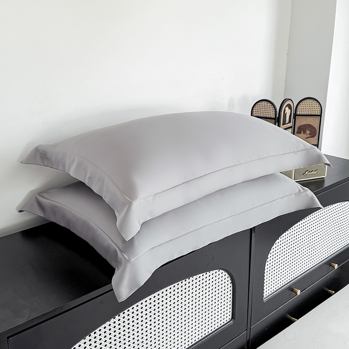 91家纺网 家纺一手货源 找家纺 金喜 2025新款LF级60支莱赛尔天丝枕套宽边枕套 都市灰