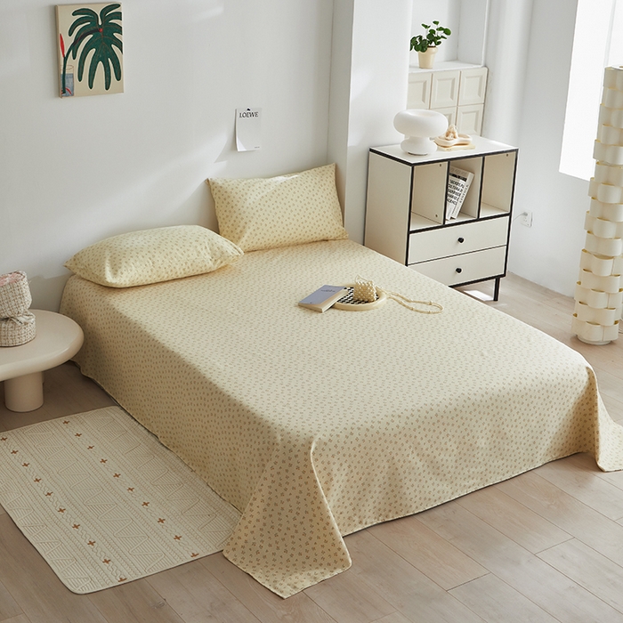 91家纺网 家纺一手货源 找家纺 怡家居 2025新款全棉老粗布床单床笠三件套 星语