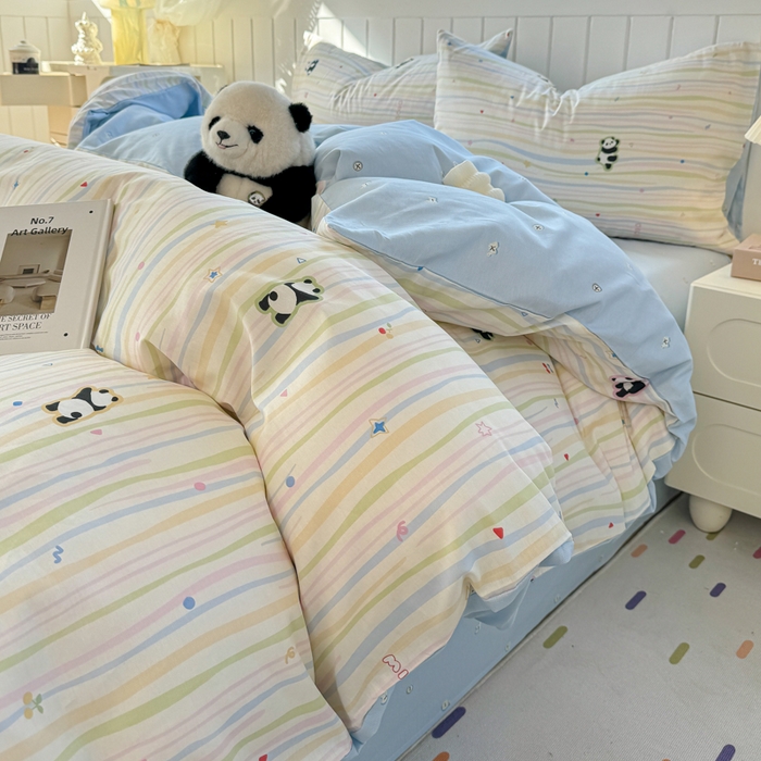 91家纺网 家纺一手货源 找家纺 黑马家居 2025新款全棉喷气13070印花单被套 小熊猫