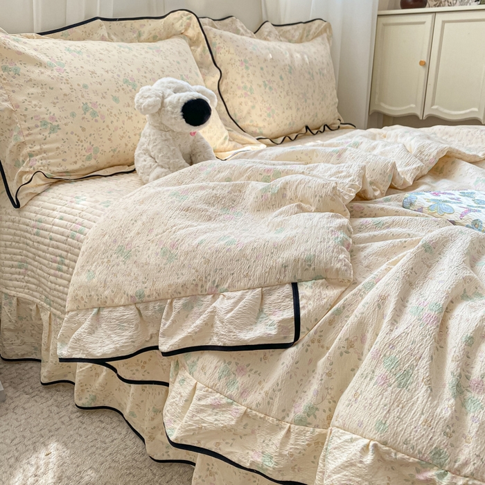 91家纺网 家纺一手货源 找家纺 2025新款云感双层纱夏被四件套-床盖款 薄荷微凉