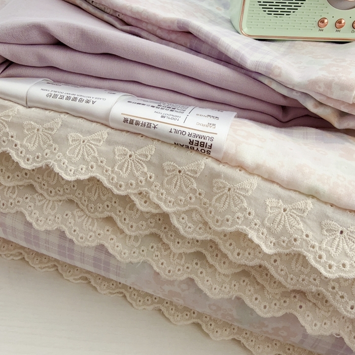 91家纺网 家纺一手货源 找家纺 于果2025新款双层纱花边款夏被 山花浪漫