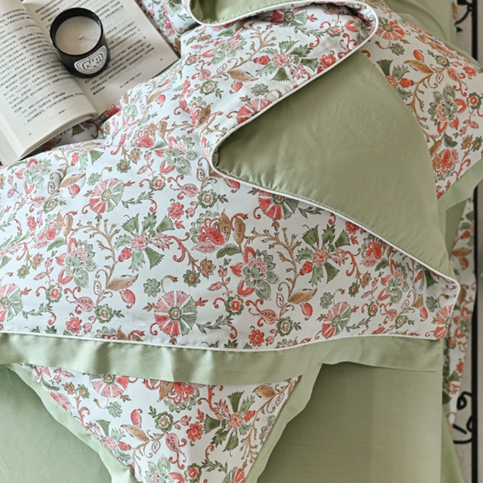 91家纺网 家纺一手货源 找家纺 金喜 2025新款天丝棉大豆印花夏凉被夏被四件套 莫奈