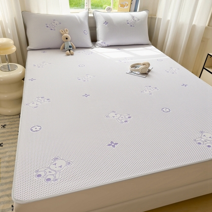 91家纺网 家纺一手货源 找家纺 吉祥2025新款提花凉豆豆凉席席子凉豆豆凉席系列 泰迪熊紫