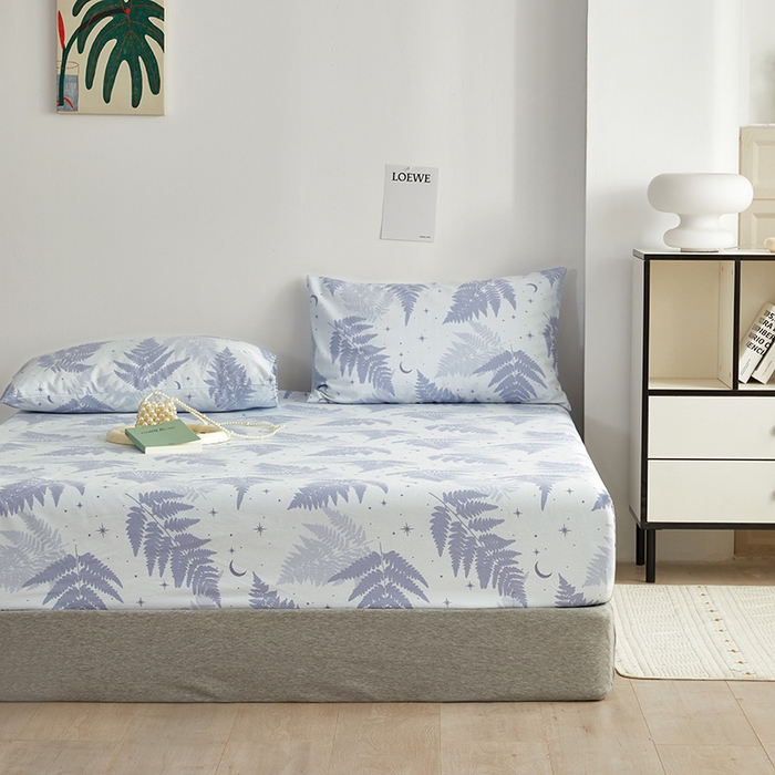 91家纺网 家纺一手货源 找家纺 怡家居 2025新款全棉老粗布床单床笠三件套 初雪