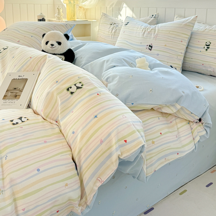 91家纺网 家纺一手货源 找家纺 黑马家居 2025新款全棉喷气13070印花单被套 小熊猫