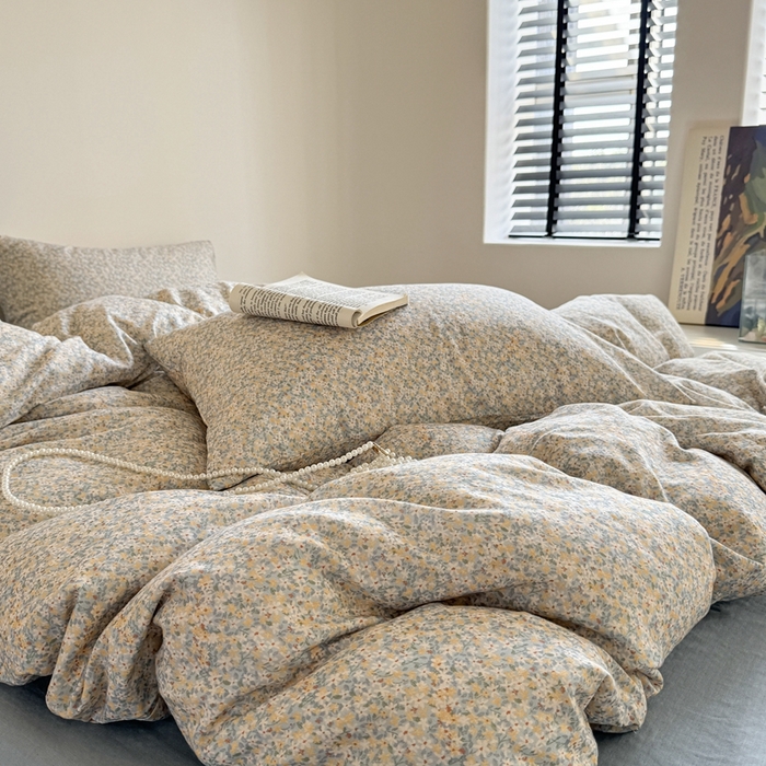 91家纺网 家纺一手货源 找家纺 2025新款全棉有氧双层纱系列套件 春日