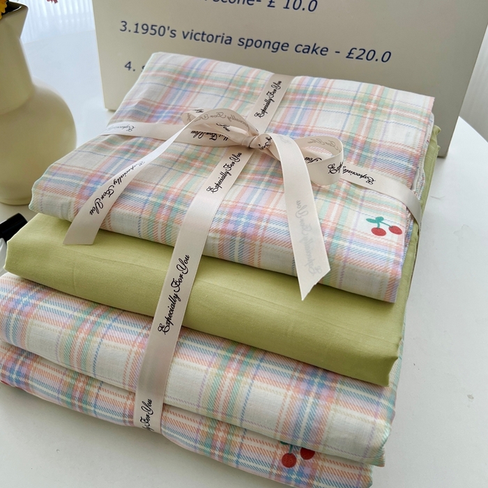 91家纺网 家纺一手货源 找家纺 优品阁 2025新款人字纹全棉双层纱四件套 夏日限定【升级款-提花人字纹床单】