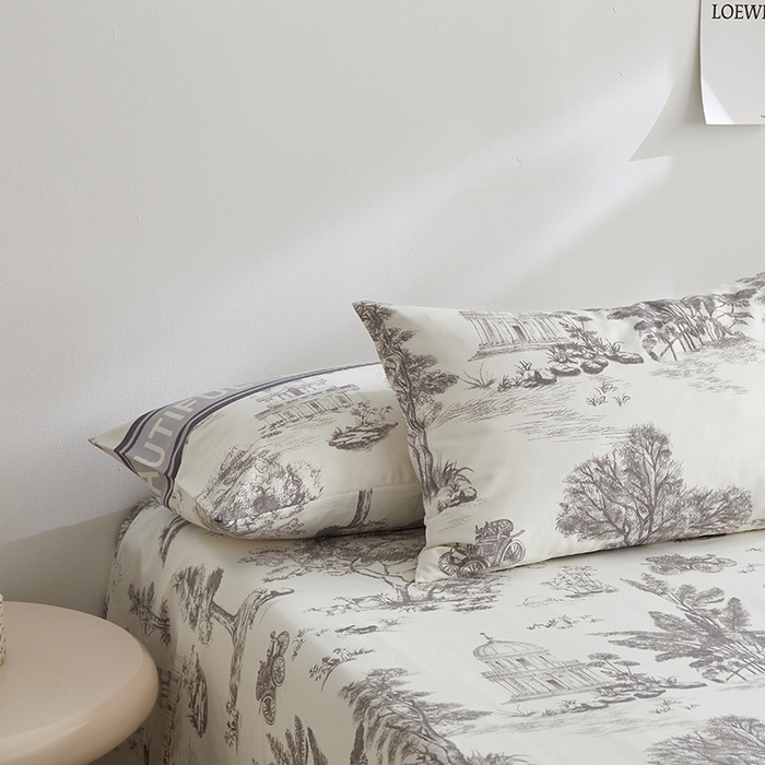 91家纺网 家纺一手货源 找家纺 怡家居 2025新款全棉老粗布床单床笠三件套 云绯