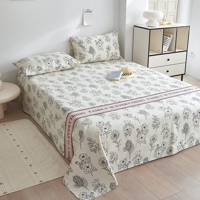 91家纺网 家纺一手货源 找家纺 怡家居 2025新款全棉老粗布床单床笠三件套 云舒