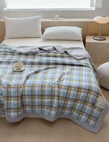 91家纺网 家纺一手货源 找家纺 博弈家纺 2025新款水洗棉棉花夏被 漫格