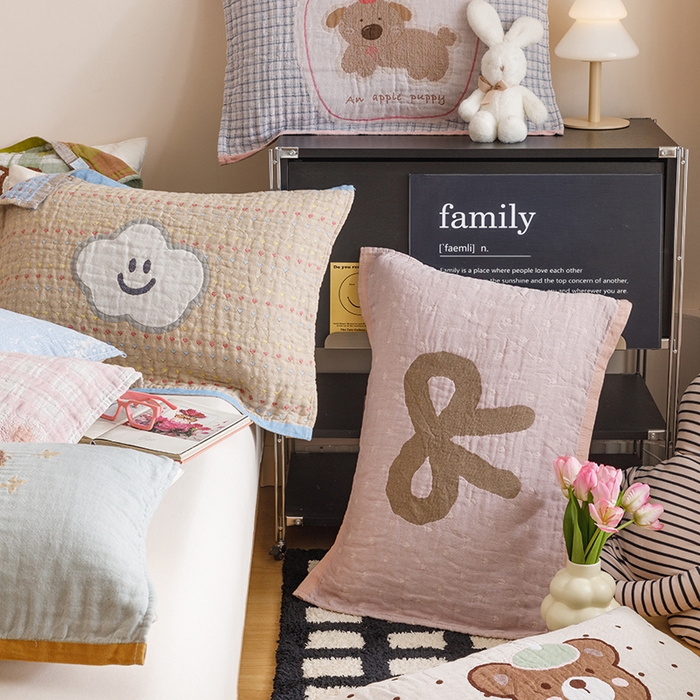 91家纺网 家纺一手货源 找家纺 2025新款纯棉全棉纱布枕巾一对装全棉四层纱布 组合