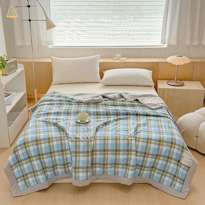 91家纺网 家纺一手货源 找家纺 博弈家纺 2025新款水洗棉棉花夏被 漫格