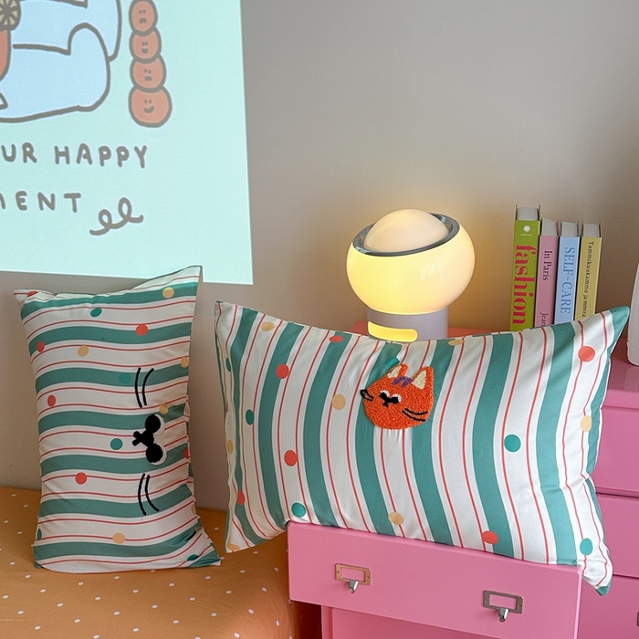 91家纺网 家纺一手货源 找家纺 时年家纺 2025新款全棉印花卡通毛巾绣系列套件 充值会员优惠5元 球球猫