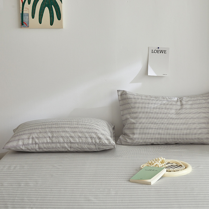 91家纺网 家纺一手货源 找家纺 怡家居 2025新款全棉老粗布床单床笠三件套 彼年-灰