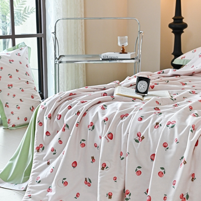 91家纺网 家纺一手货源 找家纺 金喜 2025新款天丝棉大豆印花夏凉被夏被四件套 甜心