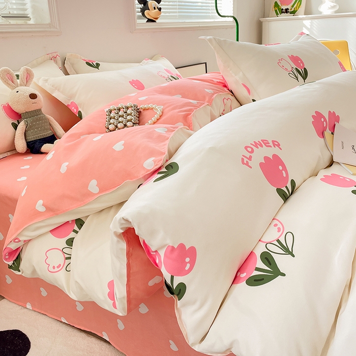 91家纺网 家纺一手货源 找家纺 卡斯诺 2023新款芦荟棉四件套花型2