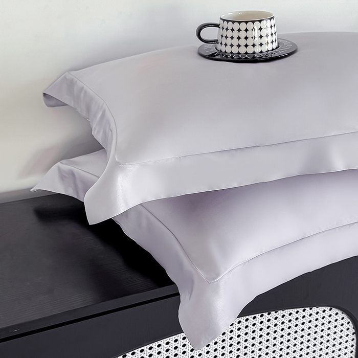 91家纺网 家纺一手货源 找家纺 金喜 2025新款LF级60支莱赛尔天丝枕套宽边枕套 灰紫