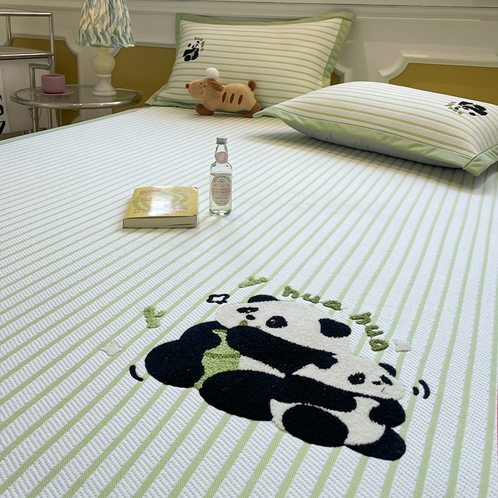 91家纺网 家纺一手货源 找家纺 2025年新款PE提花卡通毛巾绣凉席系列场景一 花花