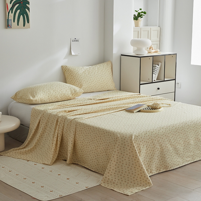 91家纺网 家纺一手货源 找家纺 怡家居 2025新款全棉老粗布床单床笠三件套 星语