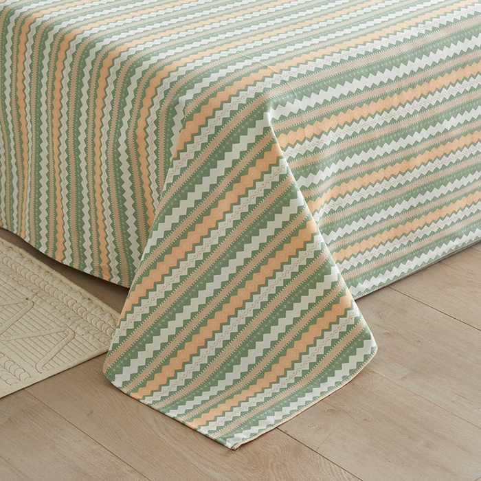 91家纺网 家纺一手货源 找家纺 怡家居 2025新款全棉老粗布床单床笠三件套 微风