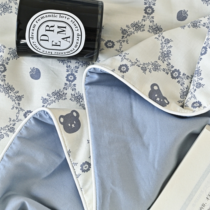 91家纺网 家纺一手货源 找家纺 金喜 2025新款天丝棉大豆印花夏凉被夏被四件套 蓝调