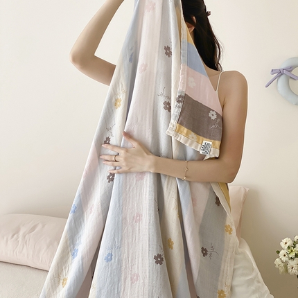 麻依 2025新款色织提花天丝棉冷感毯系列 彩语