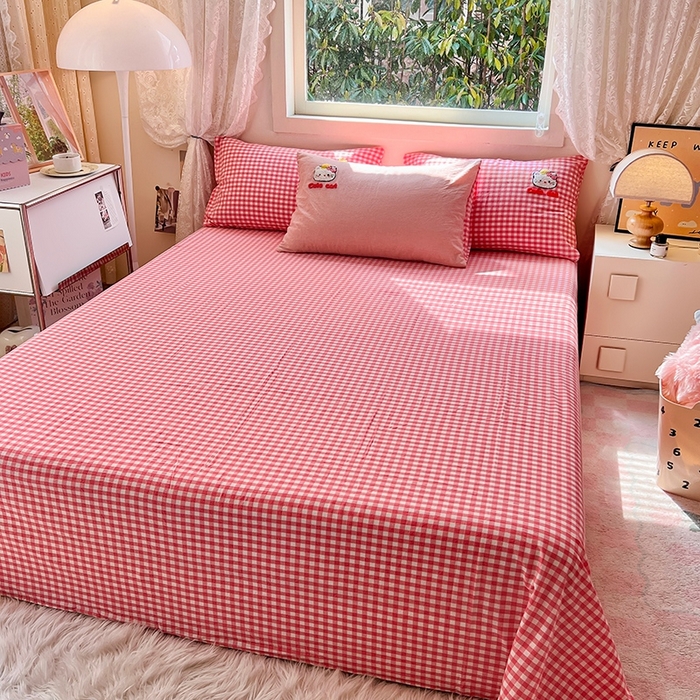 91家纺网 家纺一手货源 找家纺 徕米家居  2025新款色织全棉水洗棉毛巾绣四件套 开心KT