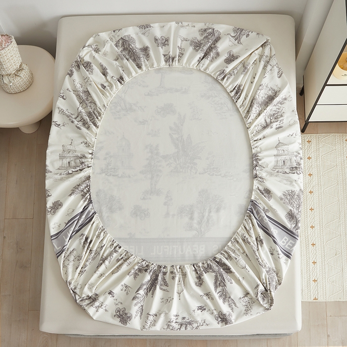 91家纺网 家纺一手货源 找家纺 怡家居 2025新款全棉老粗布床单床笠三件套 云绯