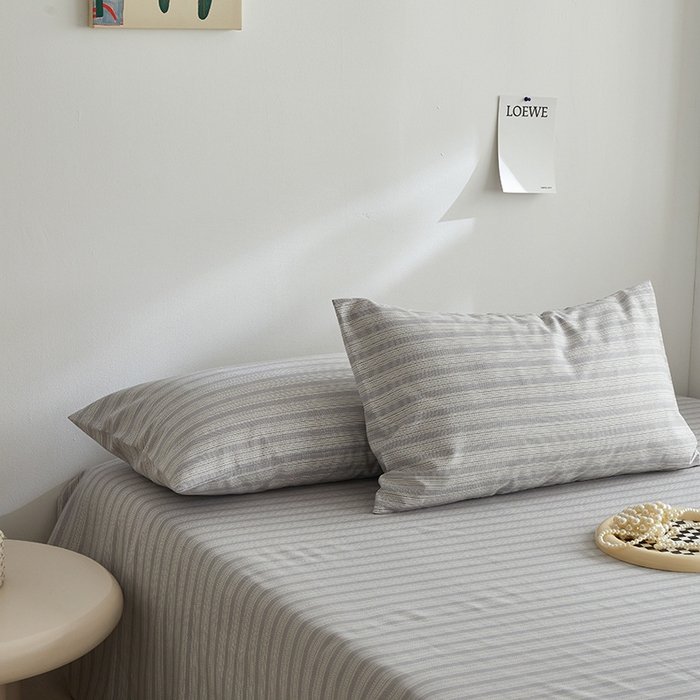 91家纺网 家纺一手货源 找家纺 怡家居 2025新款全棉老粗布床单床笠三件套 彼年-灰