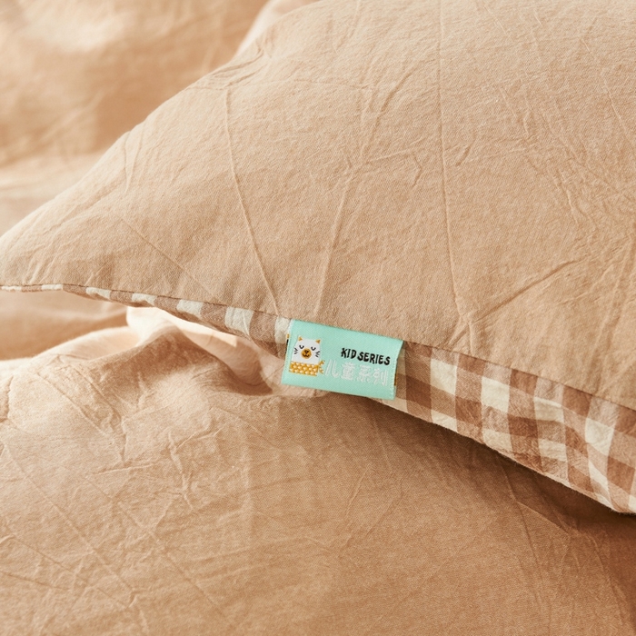 91家纺网 家纺一手货源 找家纺 徕米家居  2025新款色织全棉水洗棉毛巾绣四件套 卡皮巴拉-咖