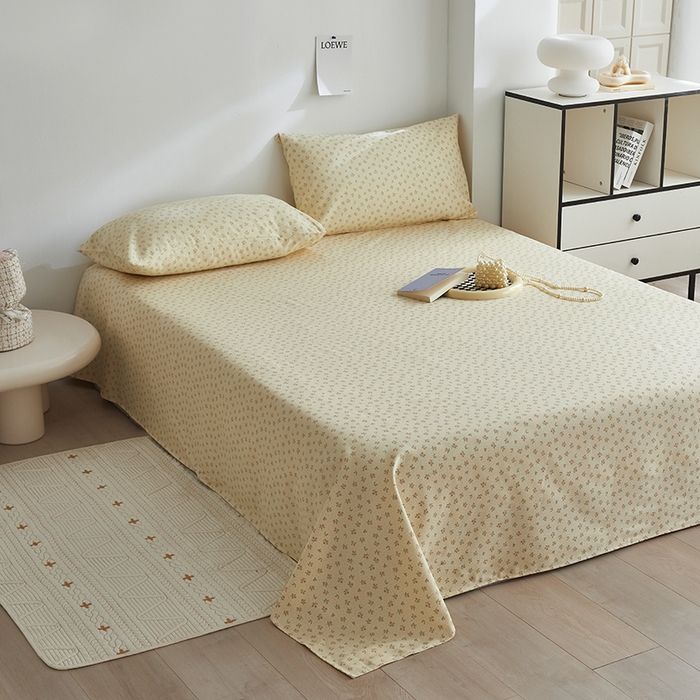 91家纺网 家纺一手货源 找家纺 怡家居 2025新款全棉老粗布床单床笠三件套 星语