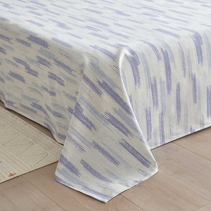 91家纺网 家纺一手货源 找家纺 怡家居 2025新款全棉老粗布床单床笠三件套 时空-蓝