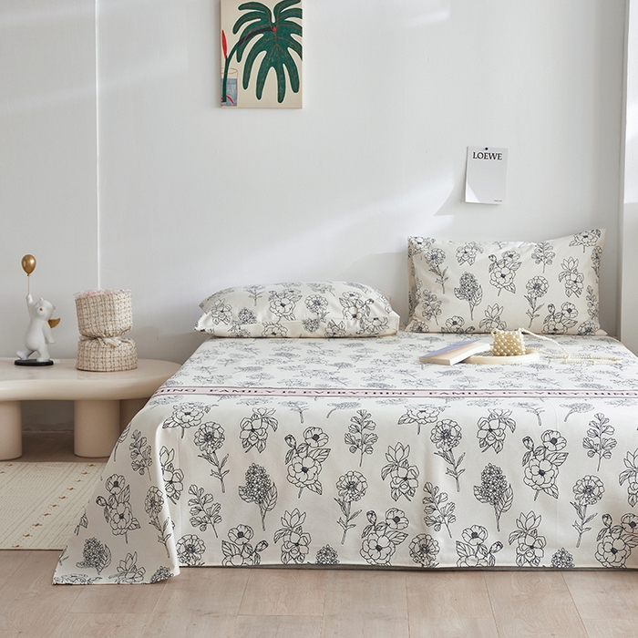 91家纺网 家纺一手货源 找家纺 怡家居 2025新款全棉老粗布床单床笠三件套 云舒