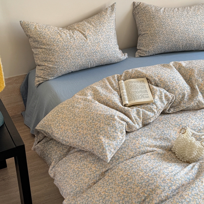 91家纺网 家纺一手货源 找家纺 2025新款全棉有氧双层纱系列套件 春日