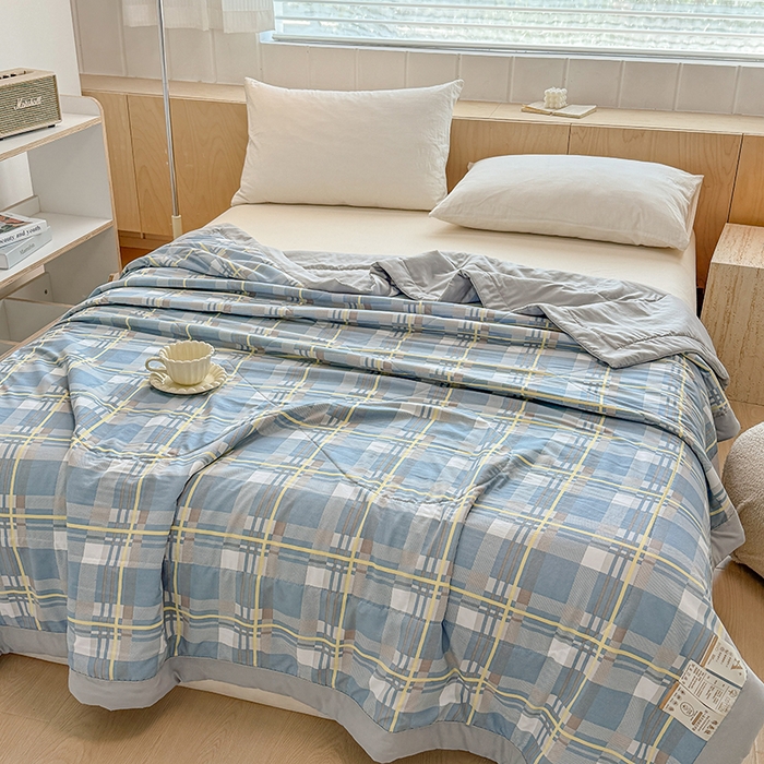 91家纺网 家纺一手货源 找家纺 博弈家纺 2025新款水洗棉棉花夏被 绅士