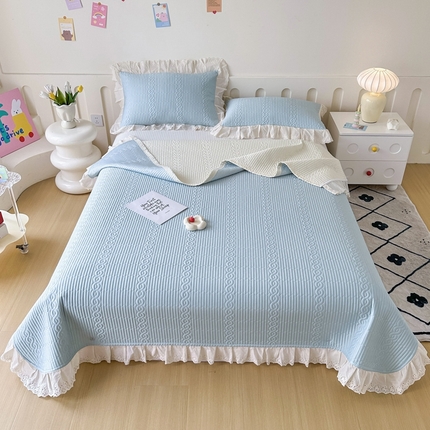 91家纺网 家纺一手货源 找家纺 （总）岚吉 2025新款莫代尔纯色小花边床盖三件套