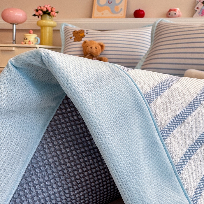 91家纺网 家纺一手货源 找家纺 蓝邻家纺 2025年新款PE提花卡通毛巾绣凉席系列场景二 幸运狗