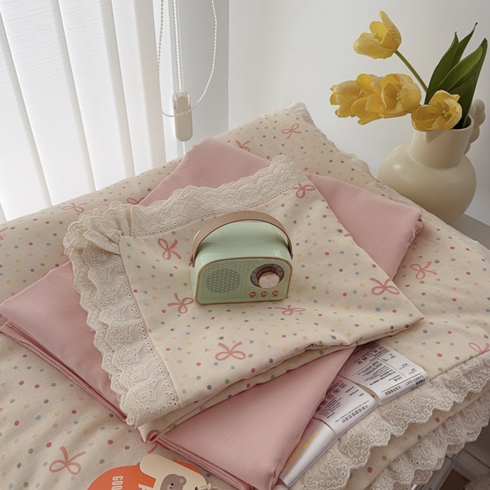 91家纺网 家纺一手货源 找家纺 于果2025新款双层纱花边款夏被 奶油派