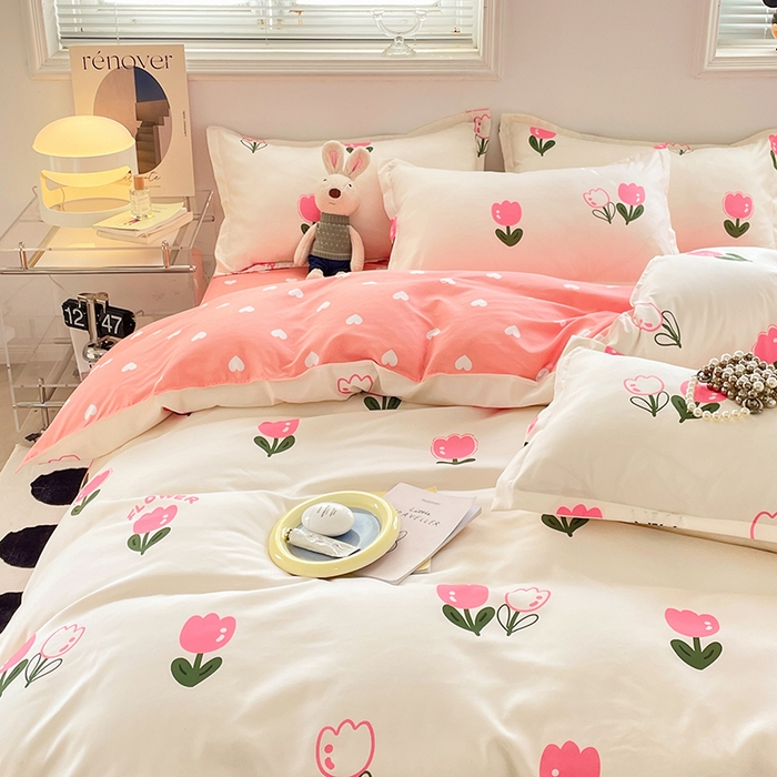 91家纺网 家纺一手货源 找家纺 卡斯诺 2023新款芦荟棉四件套花型2