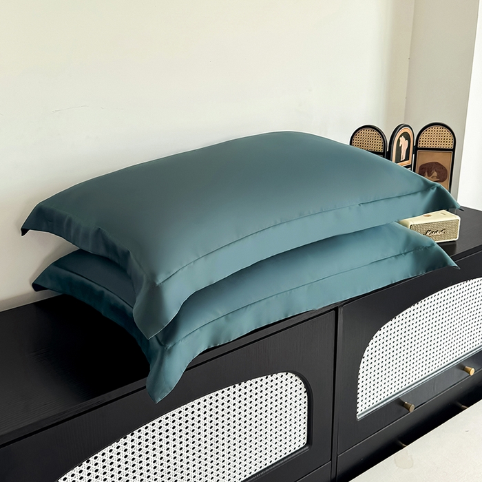 91家纺网 家纺一手货源 找家纺 金喜 2025新款LF级60支莱赛尔天丝枕套宽边枕套 曼岛绿