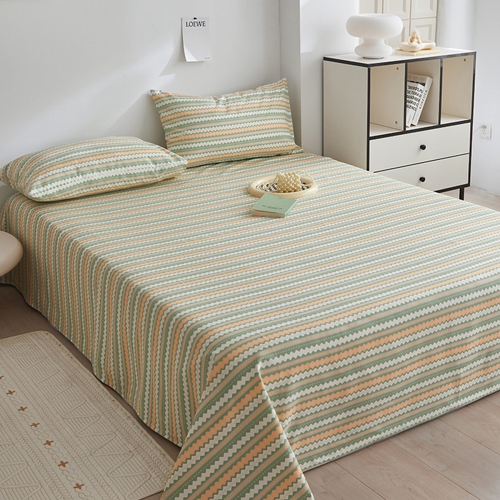 91家纺网 家纺一手货源 找家纺 怡家居 2025新款全棉老粗布床单床笠三件套 微风