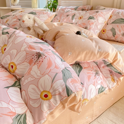 黑马家居 2025新款全棉喷气13070印花四件套 嫣然花开