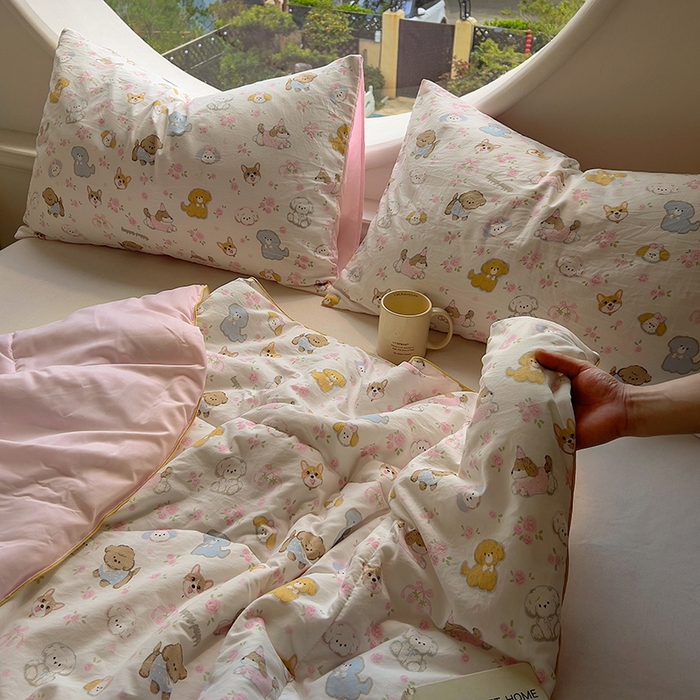 91家纺网 家纺一手货源 找家纺 初念 2025新款云朵棉系列夏被（提供买家秀） 灰蒙小狗