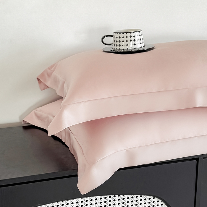 91家纺网 家纺一手货源 找家纺 金喜 2025新款LF级60支莱赛尔天丝枕套宽边枕套 焦糖粉