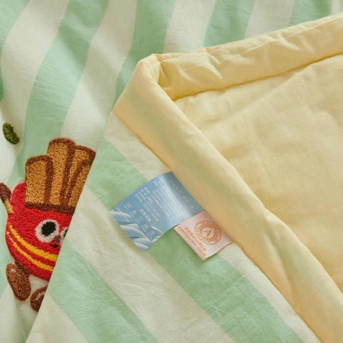 91家纺网 家纺一手货源 找家纺 2025新款色织全棉纯棉绣花单夏被夏凉被空调被 汉堡家族