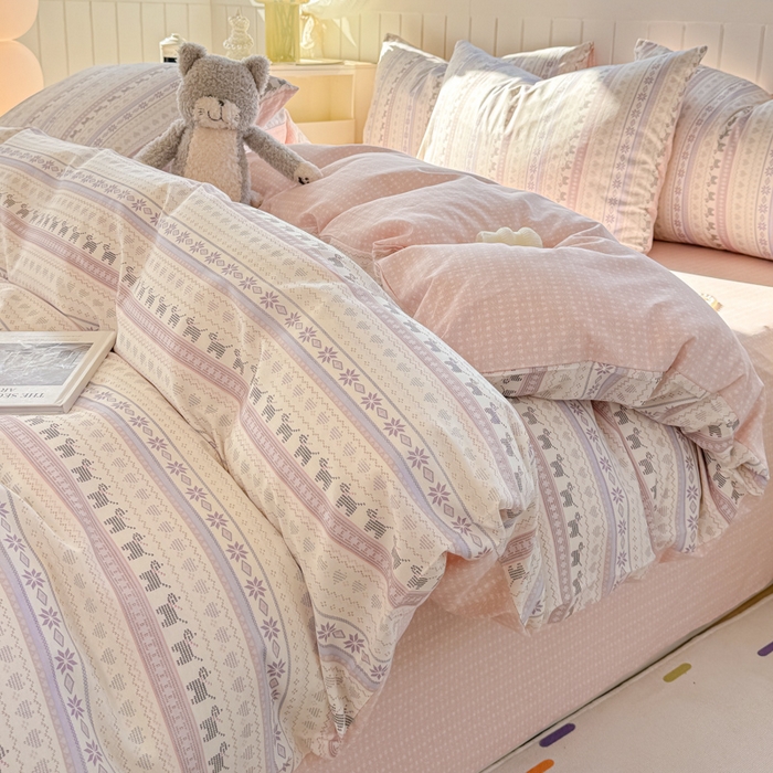 91家纺网 家纺一手货源 找家纺 黑马家居 2025新款全棉喷气13070印花四件套 波西米亚