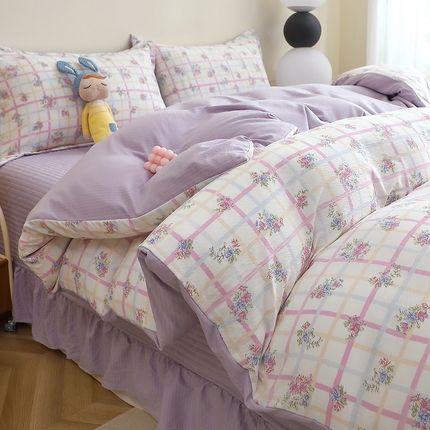 人人爱家纺 2025新款皱皱纱床盖四件套 时恋