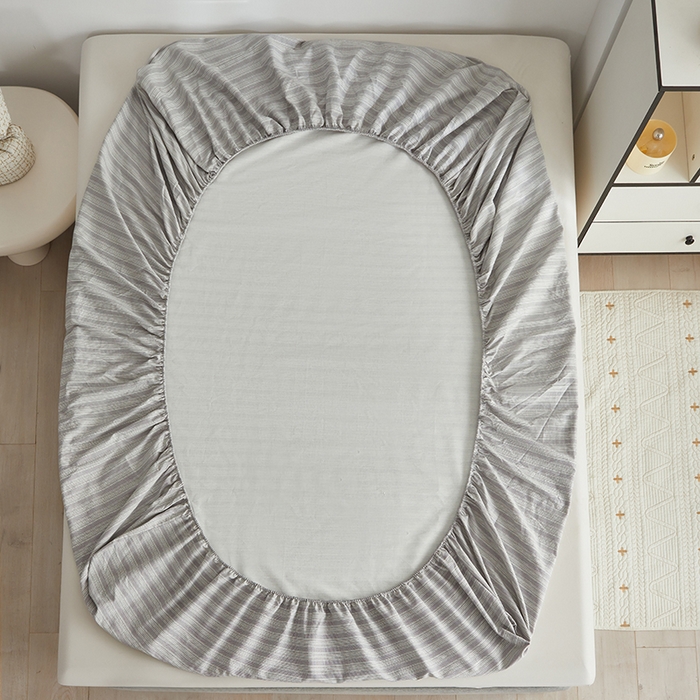 91家纺网 家纺一手货源 找家纺 怡家居 2025新款全棉老粗布床单床笠三件套 彼年-灰