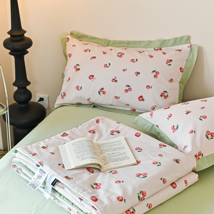 91家纺网 家纺一手货源 找家纺 金喜 2025新款天丝棉大豆印花夏凉被夏被四件套 甜心