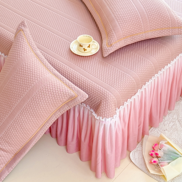 91家纺网 家纺一手货源 找家纺 （总）慧菲 2025新款渐变床裙PE高分子凉感席床裙凉席三件套 